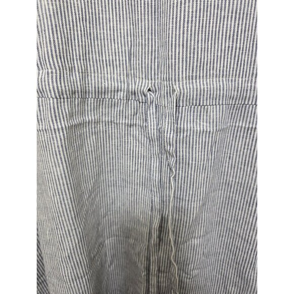 Nostrom Blue & White Striped Midi Tank Dress Drawstring Waist Linen Blend Size M - Picture 7 of 9